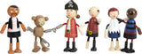 Bambole pirata in legno flessibili Small Foot, 5 pirati e 1 scimmia, dettagliate e flessibili, dai 3 anni in su, 12412