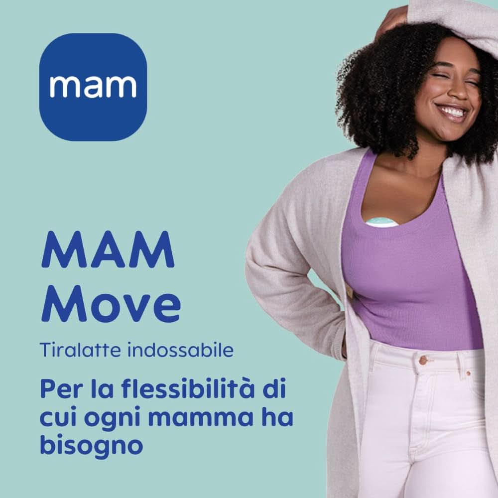 MAM Move Tiralatte portatile con 3 modalità di funzionamento e 5 livelli di intensità, rivestimento in silicone Skinsoft, regolabile in 4 taglie Accessori Alimentazione e Allattamento Bebe Naty Shop