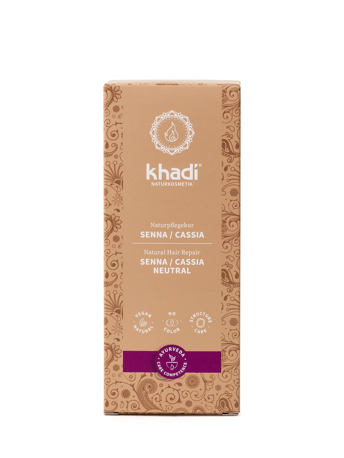 Tinta per capelli alle erbe GOLDBRAUN khadi, dall'ambra brillante al castano dorato morbido e brillante, 100% naturale a base di erbe, cosmetici naturali certificati vegani, 100 g Naty Shop, tintura per capelli neutra Senna/Cassia, 100 g (1 confezione) singola