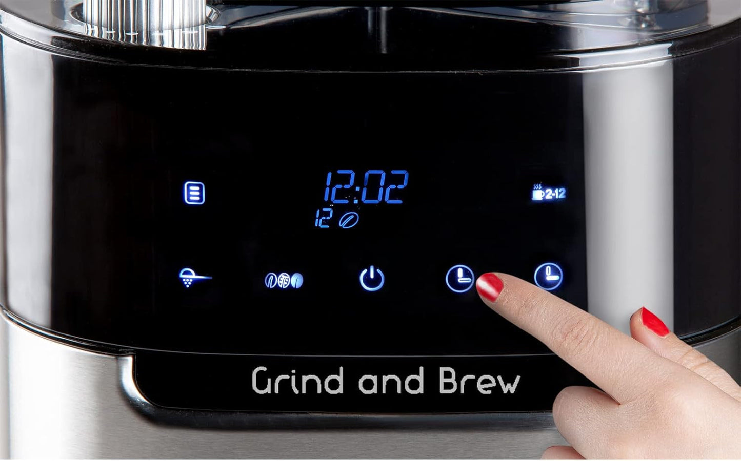 Macchina per caffè espresso DOMO DO721K "Grind and Brew" - Funzione Bean-to-Cup - Display LCD - Per caffè macinato o in grani interi - 1,5 L