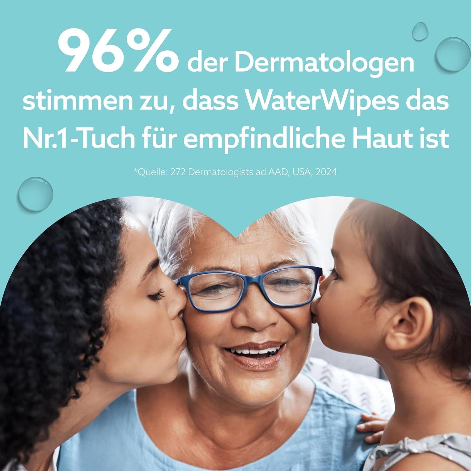 Salviettine umidificate WaterWipes Sensitive+ On The Go, 100 salviette (confezione da 10), 3 in 1 pulisce, cura, protegge, 99,9% acqua, salviette senza profumo