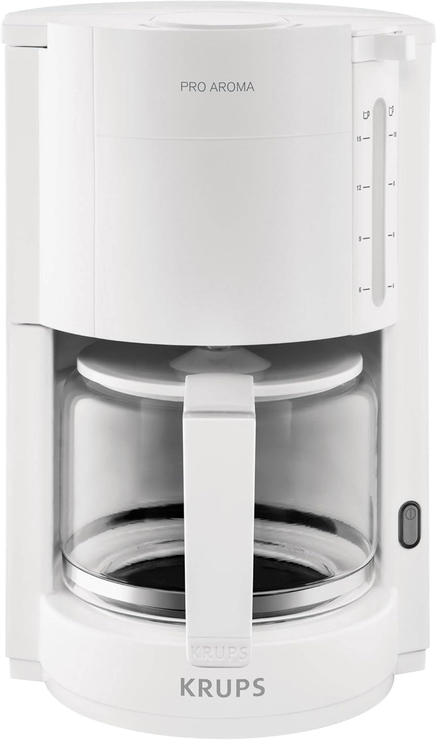 Macchina per caffè espresso Krups F30908 ProAroma con filtro e caraffa in vetro, capacità 1,25 l, 10-15 tazze, 1050 W, nera