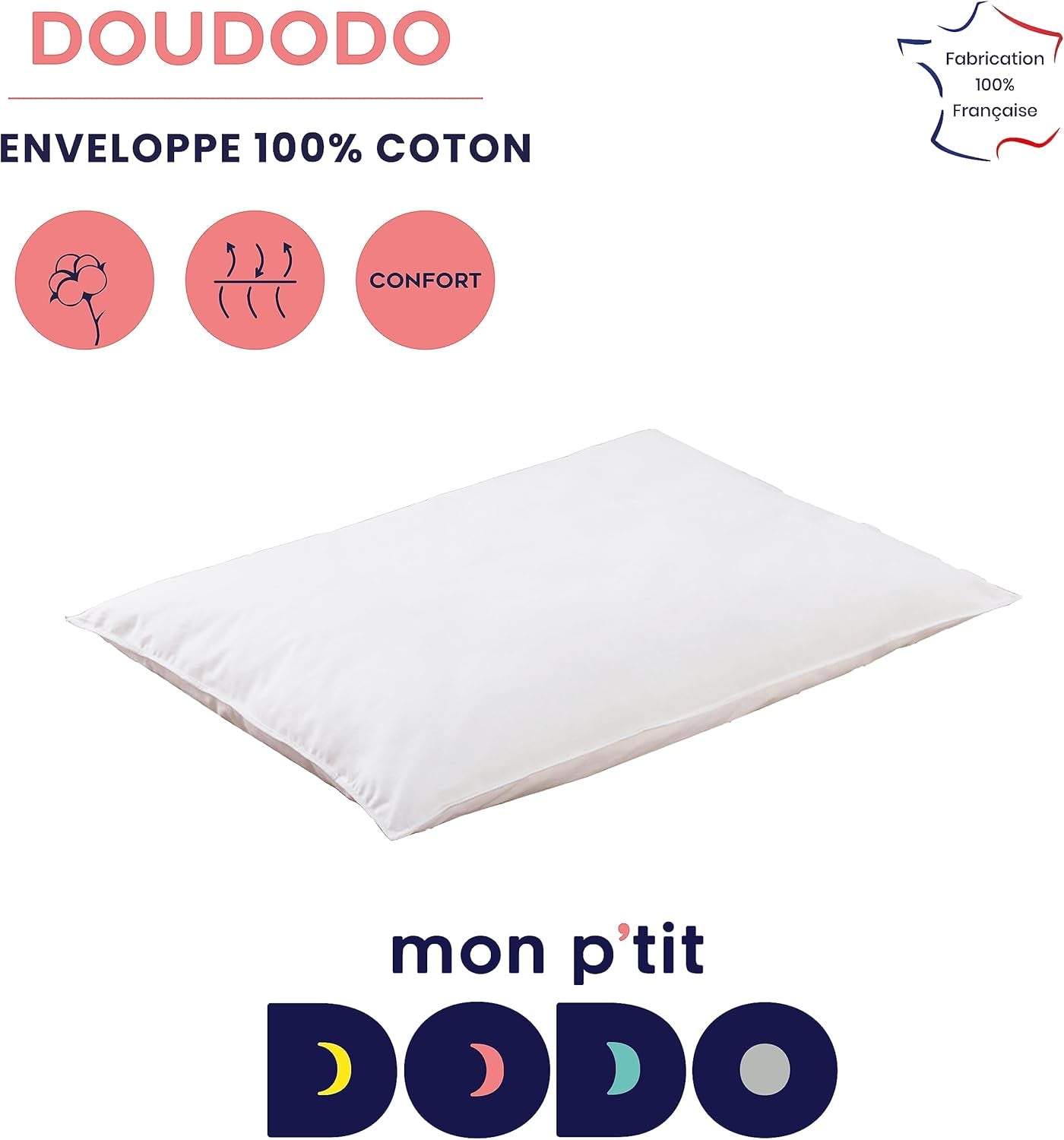 MON P'TIT DODO - Cuscino confortevole, 40 X 60 cm, cuscini standard bianchi Naty Shop