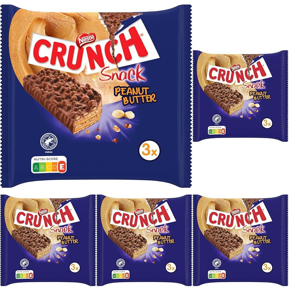 Barrette al burro di arachidi Nestlé Barrette croccanti al burro di arachidi e cioccolato, confezione da 5 (3 x 31 g ciascuna)