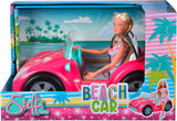 Simba Steffi Love Beach Car Doll in fantastico outfit estivo con passeggino da spiaggia 29 cm, dai 3 anni in su