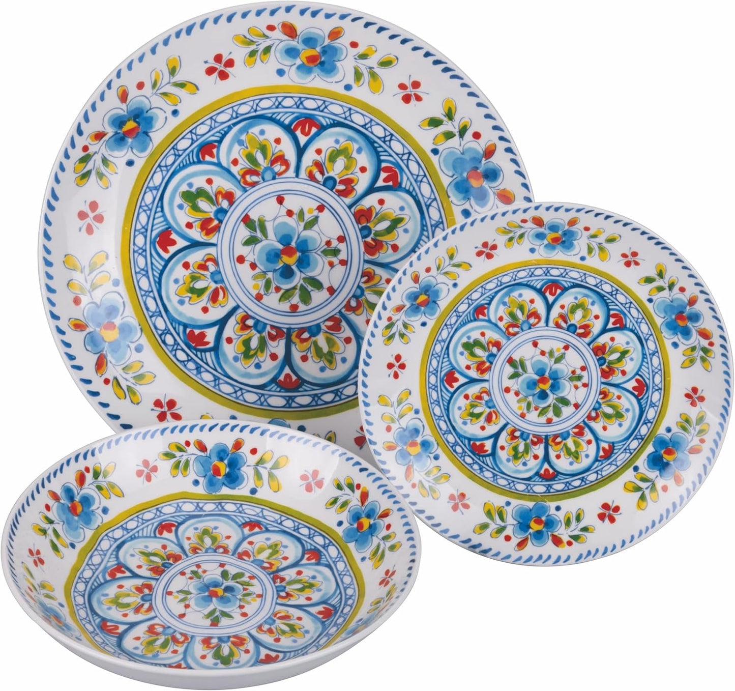 Servizio da tavola in porcellana 18 pezzi, 6 diversi set di piatti, Andalusia