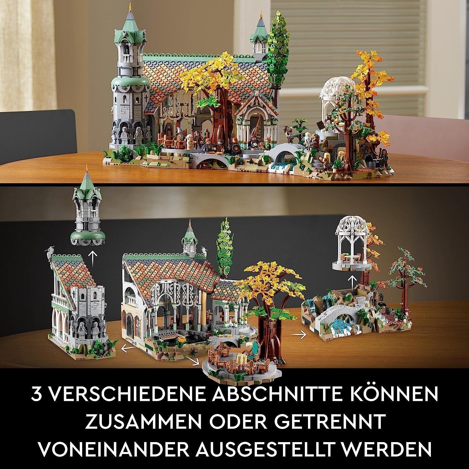 LEGO Icons Il Signore degli Anelli: Gran Burrone - Collezione per adulti e set da esposizione con 15 minifigure uniche tra cui Gandalf, Legolas, Aragorn e Frodo, esclusivamente su Amazon - 10316 Set da costruzione Besuche den LEGO-Store