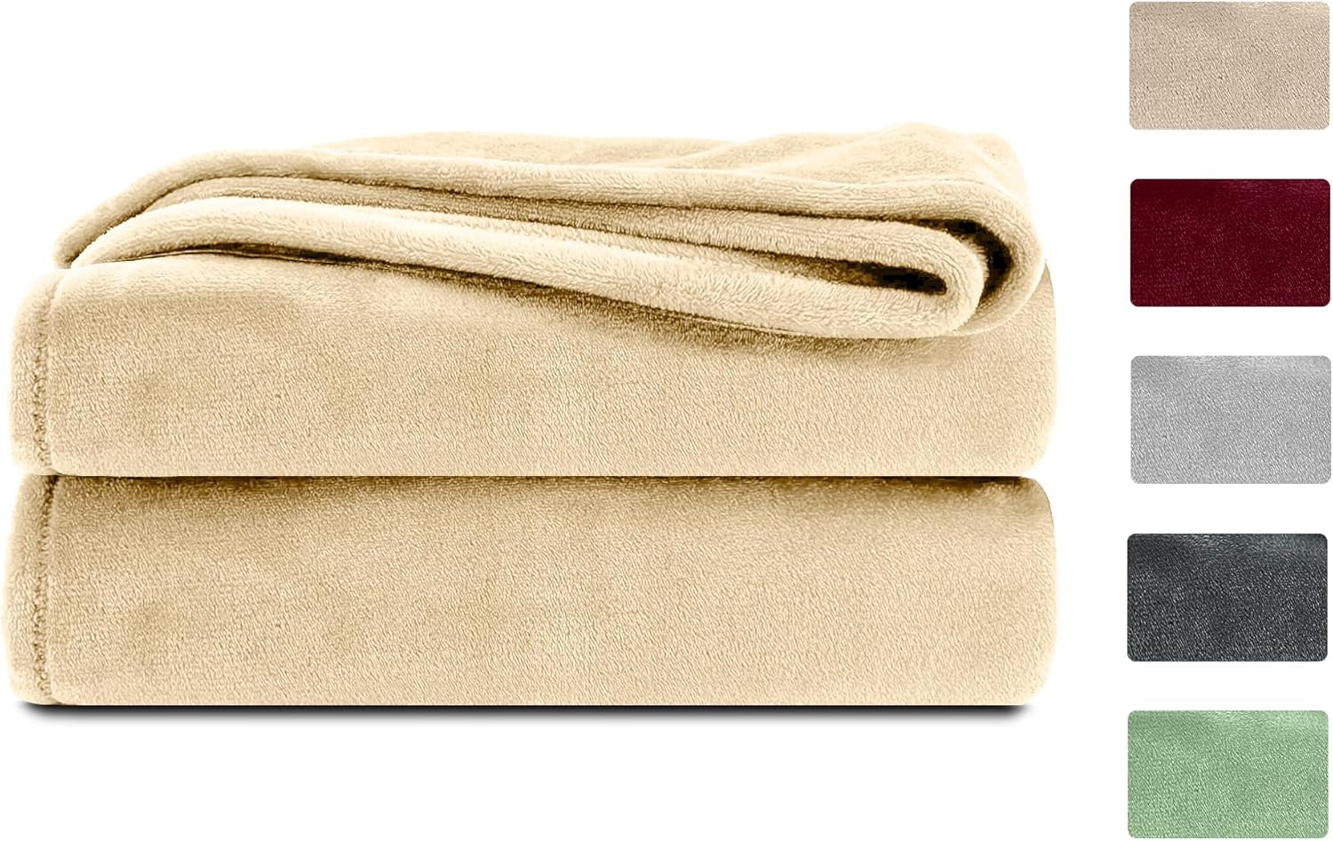 Komfortec soffice coperta, coperta comoda, coperta in pile, certificata Oeko-Tex, super morbida, 150X200 Cm, 260 G/M², beige Letti e coperte Besuche den Komfortec-Store Beige sabbia 220 X 240 Cm