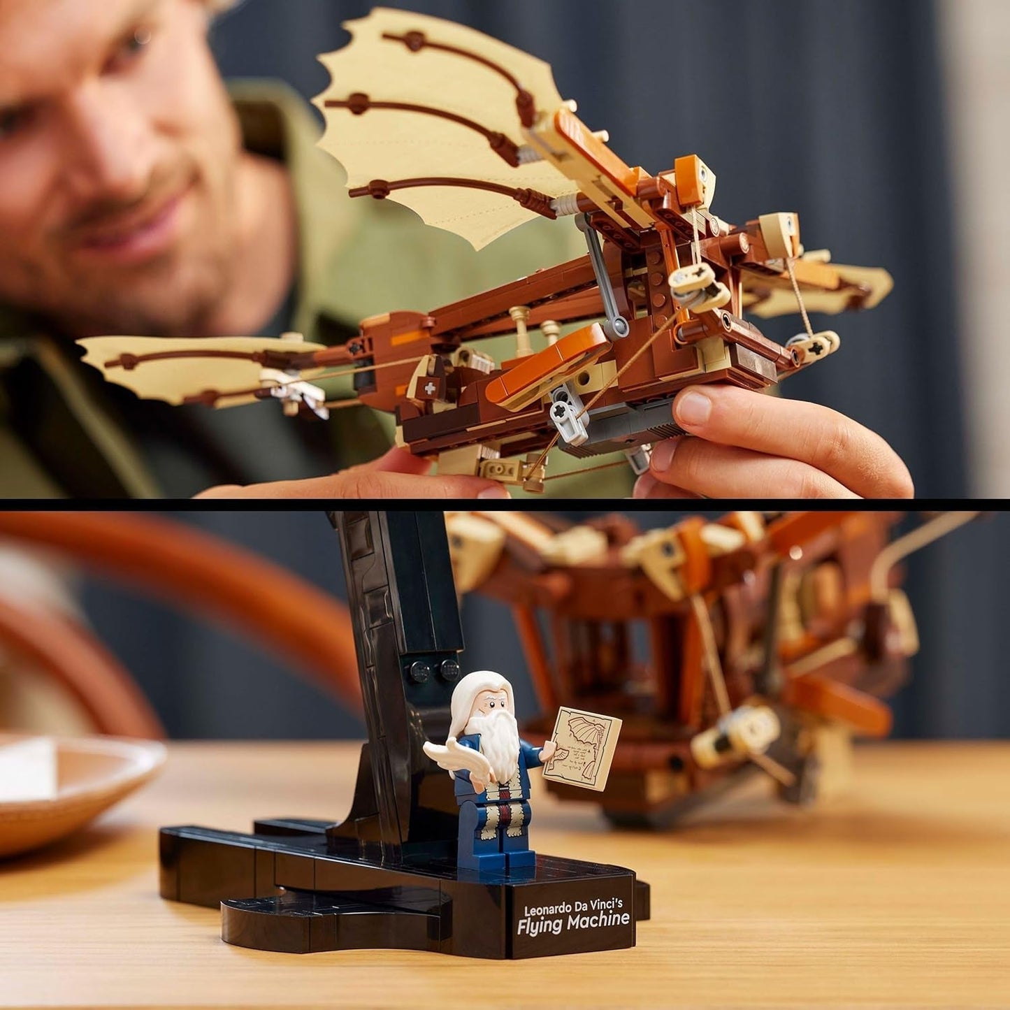 LEGO Icons La macchina volante con ali battenti di Leonardo Da Vinci - Include minifigure e supporto - Set da costruzione per adulti - Set decorazioni per la casa - Idea regalo - 10363 Set da costruzione Besuche den LEGO-Store