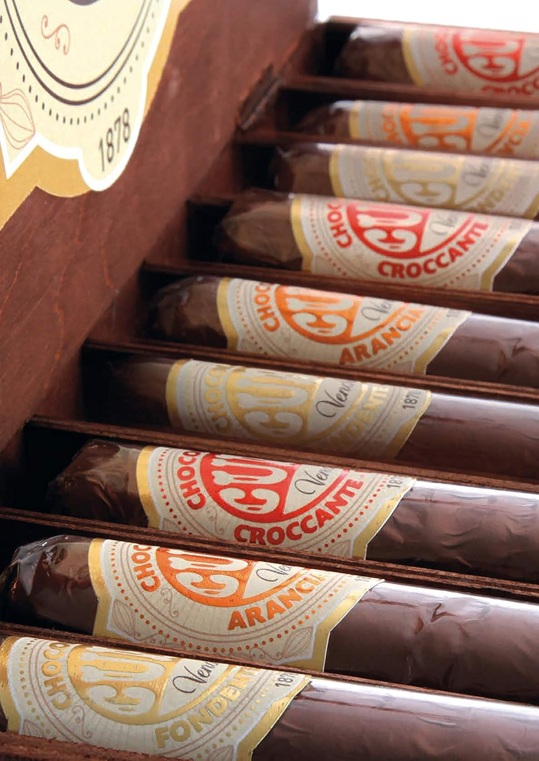 Venchi - Sigaro di cioccolato al latte e fondente 56% con scorze di arancia siciliana candita, 100g, senza glutine, senza coloranti e senza conservanti