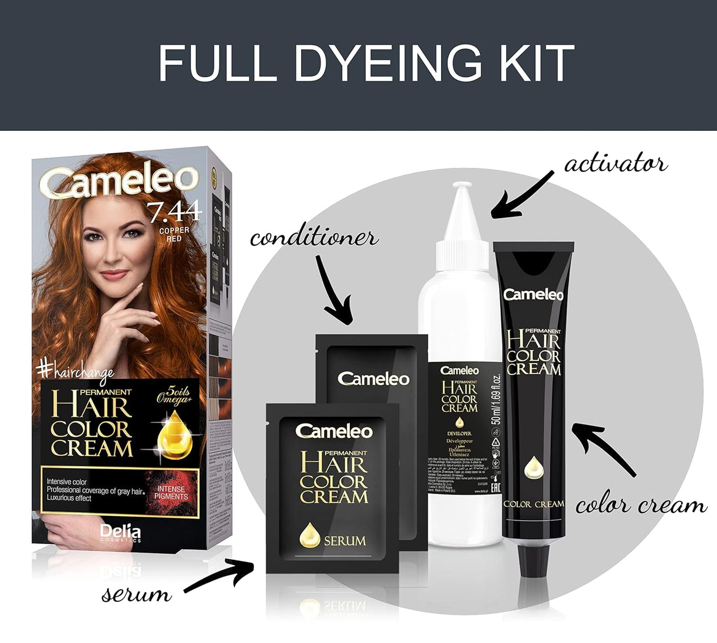 Cameleo - Omega Plus - Tintura per capelli - Rosso rame - Colore permanente intenso - Colorazione permanente - Protezione per capelli - Set colorazione completo Tinture per capelli Naty Shop