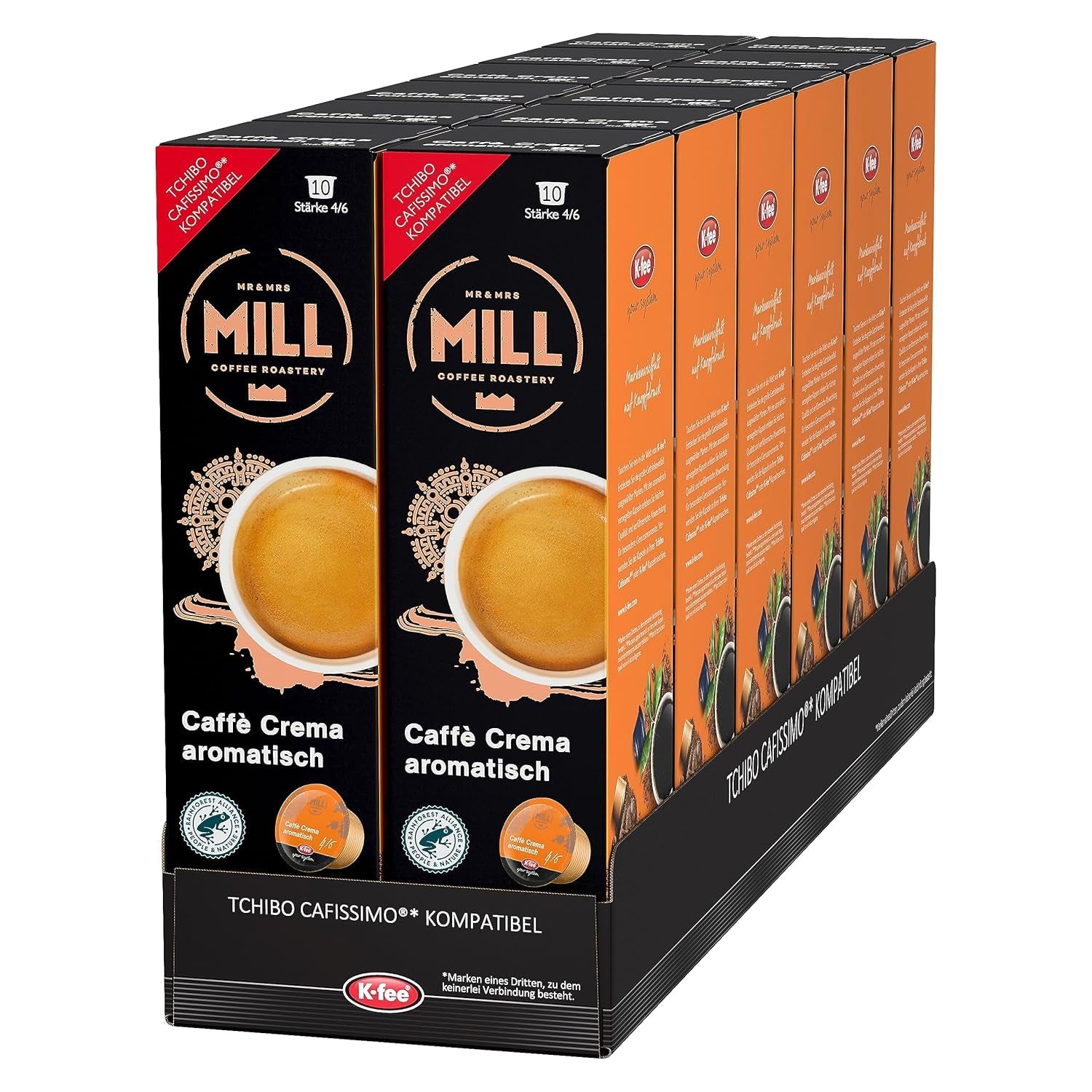 Mr & Mrs Mill Caffè Aromatisch crema, compatibile con K-fee & Tchibo Cafissimo*, Stärke 4/6, 120 capsule di caffè