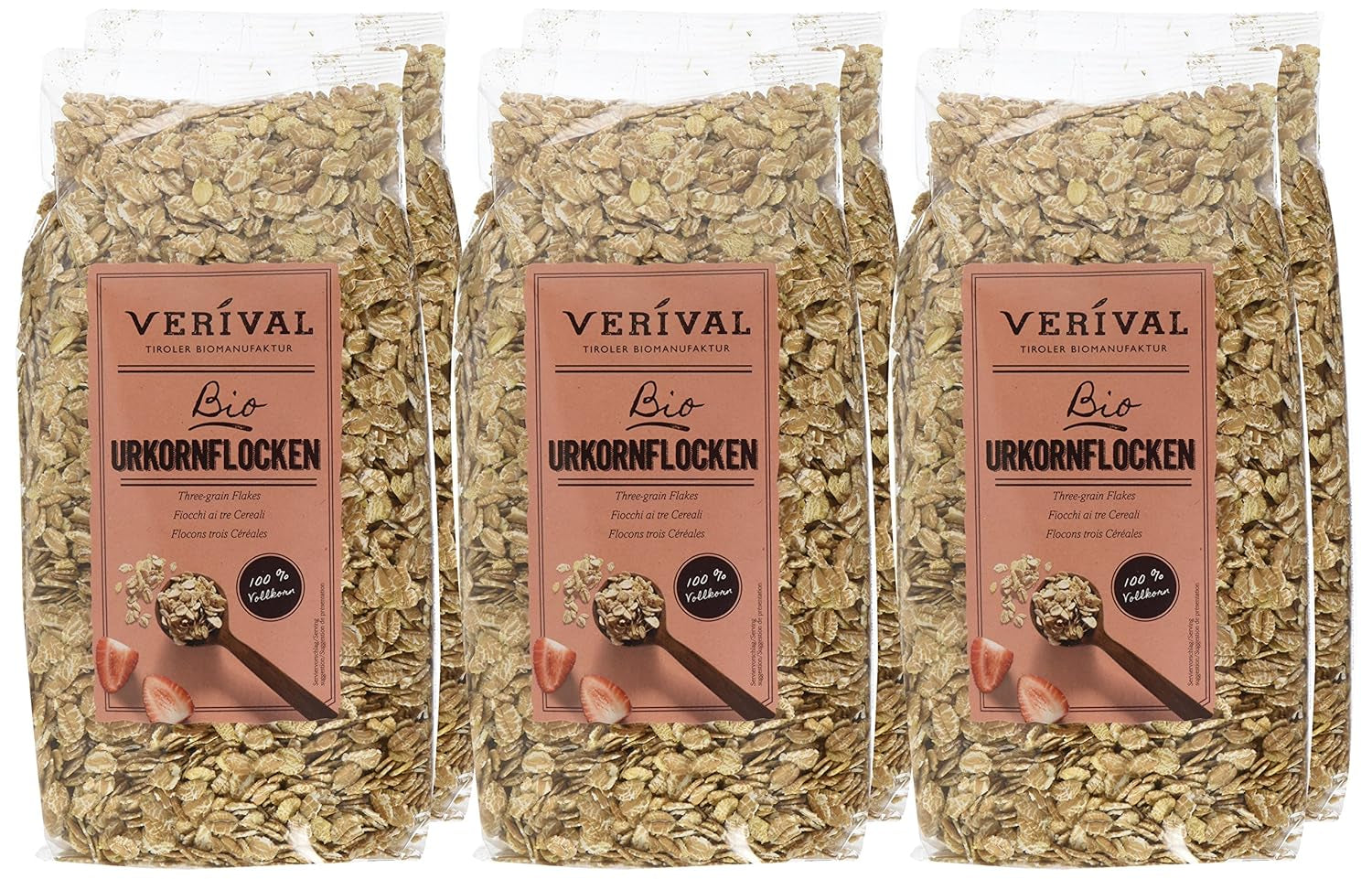 Fiocchi di cereali antichi VERIVAL - Biologici, confezione da 6 (6 x 500 g)