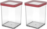 Rotho Loft Set di 5 barattoli con coperchio, varie dimensioni, plastica alimentare (PP) senza BPA, trasparente/rosso, (21,4 x 21,4 x 23,5 cm) Naty Shop Scatole per alimenti quadrate da 1 litro (confezione da 2)