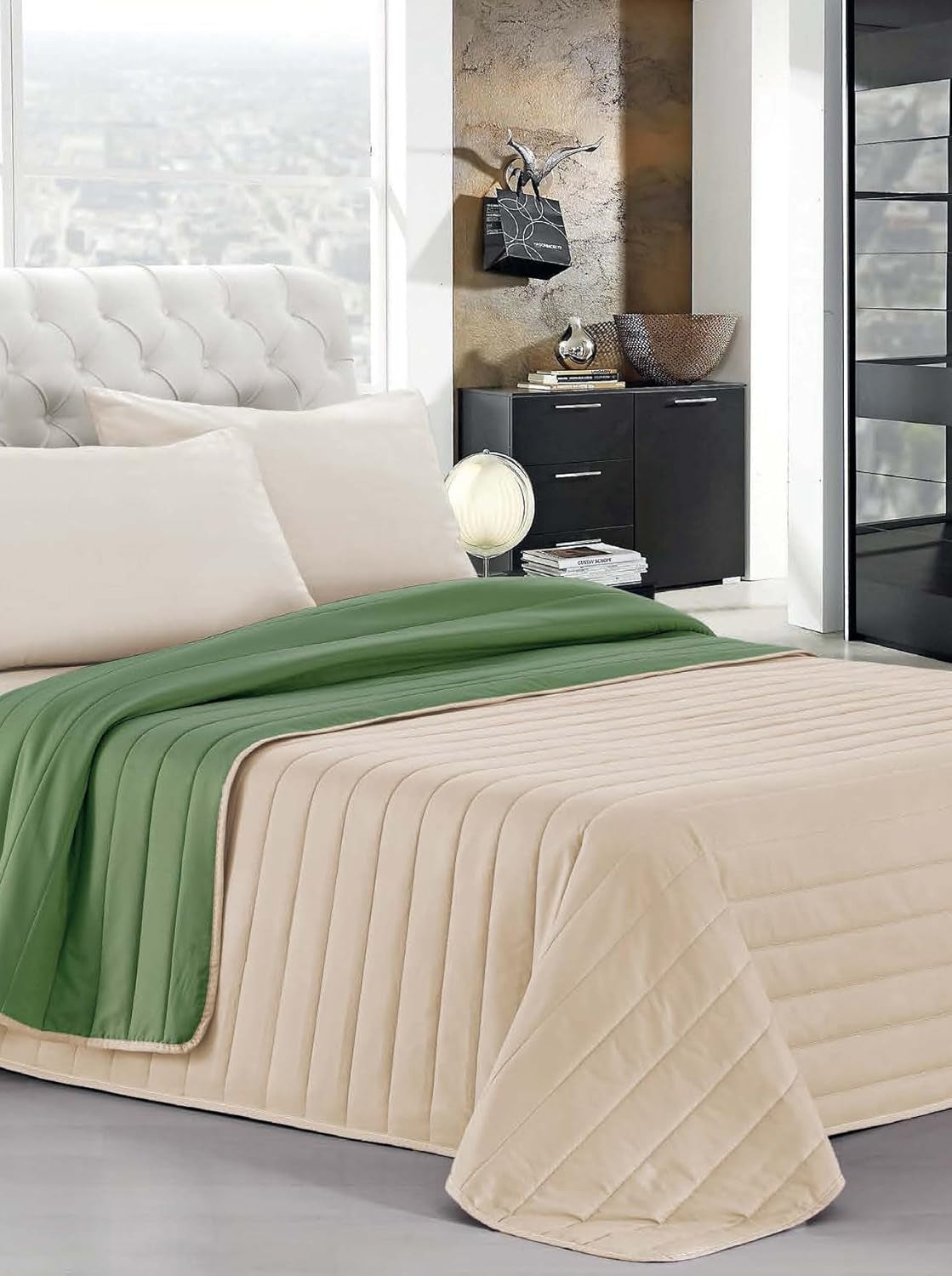 Biancheria da letto italiana Estivo letto singolo, lino, Acqua, 170 X 270 Cm Piumini e trapunte Naty Shop Verde/Nocciola 170 X 270 Cm