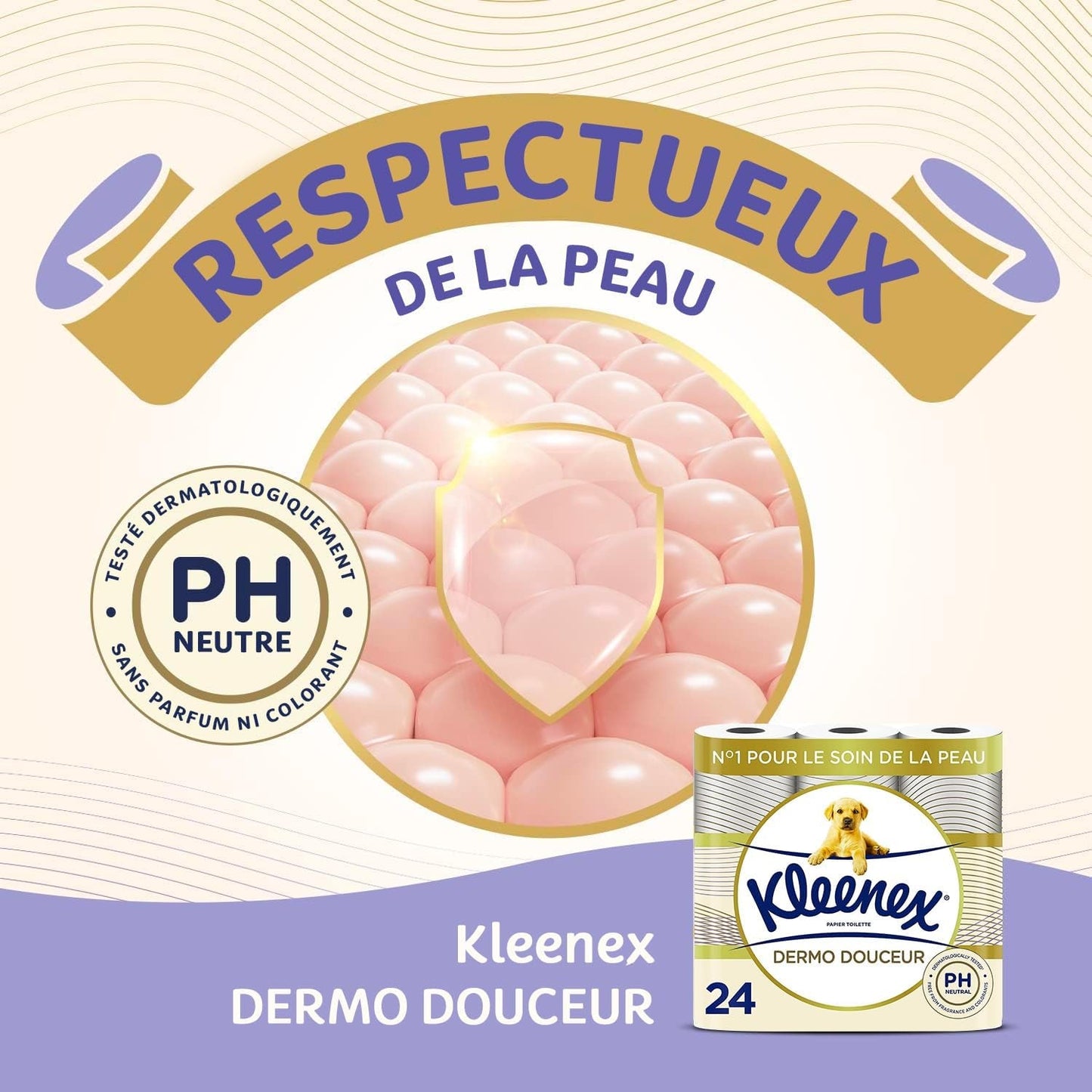KLEENEX Dermo Douceur 4230420 Carta igienica, 24 rotoli (4 X 6 rotoli) bianco, 24 Unité (lotto di 6)