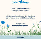 Almo Nature Functional - Sterilized - Alimento umido per gatti adulti e maturi, sterilizzati o meno attivi - con manzo - a basso contenuto di grassi, idratante - 70 g (confezione da 30)