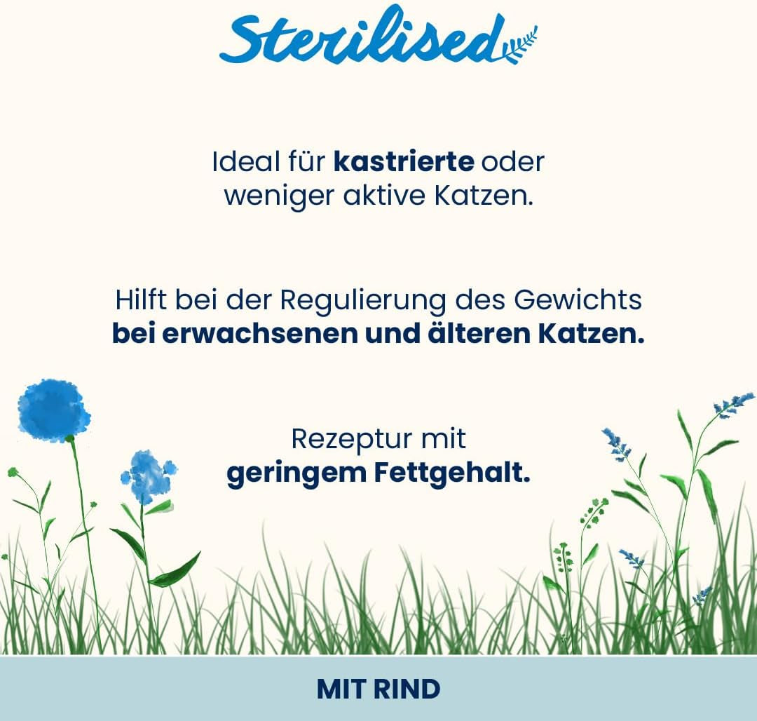 Almo Nature Functional - Sterilized - Alimento umido per gatti adulti e maturi, sterilizzati o meno attivi - con manzo - a basso contenuto di grassi, idratante - 70 g (confezione da 30)