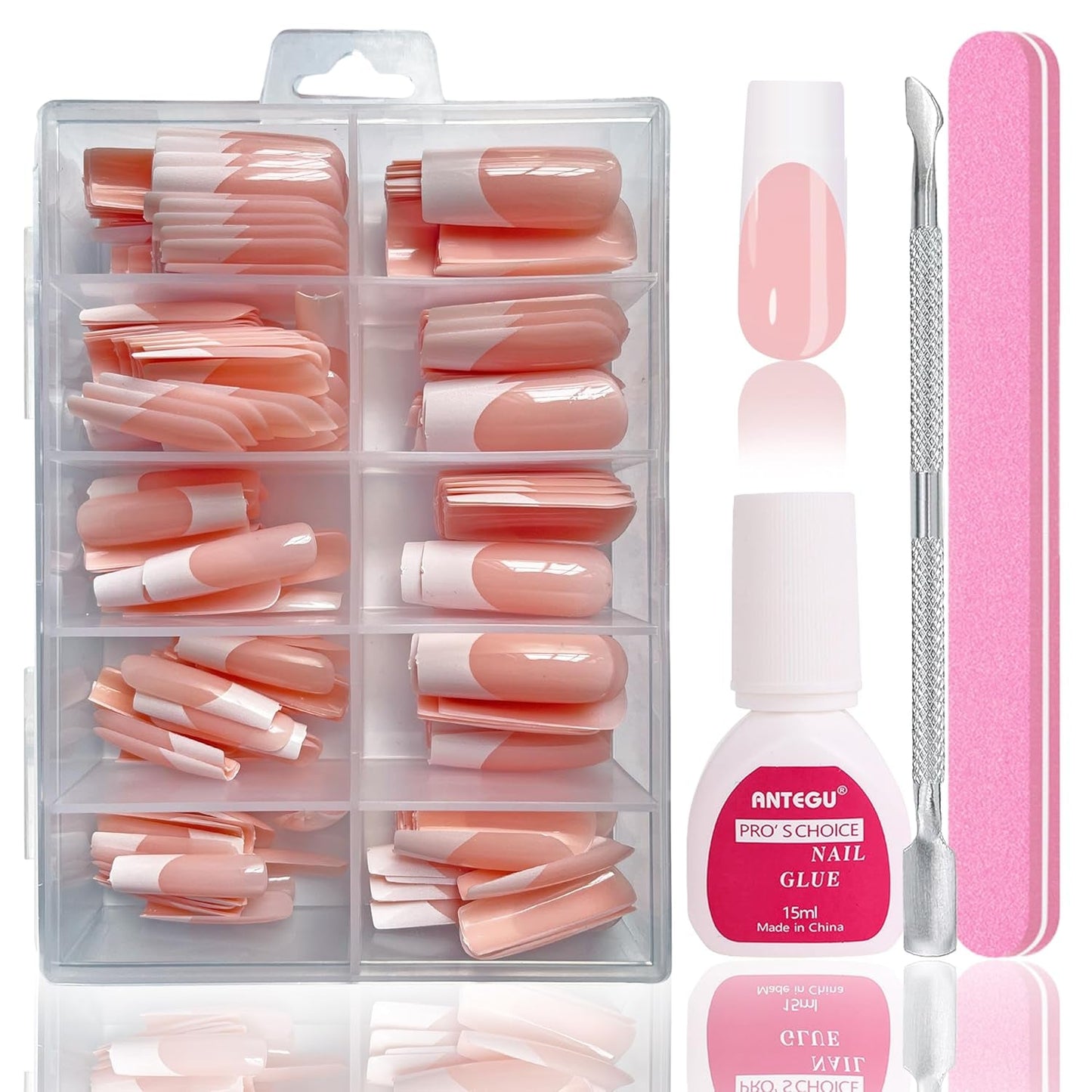 Set unghie finte ballerina - 240 pezzi di delicato rosa lilla per unghie finte, colla a copertura totale su unghie finte, set di punte per unghie finte per manicure e nail art per donne e ragazze (rosa lavanda)