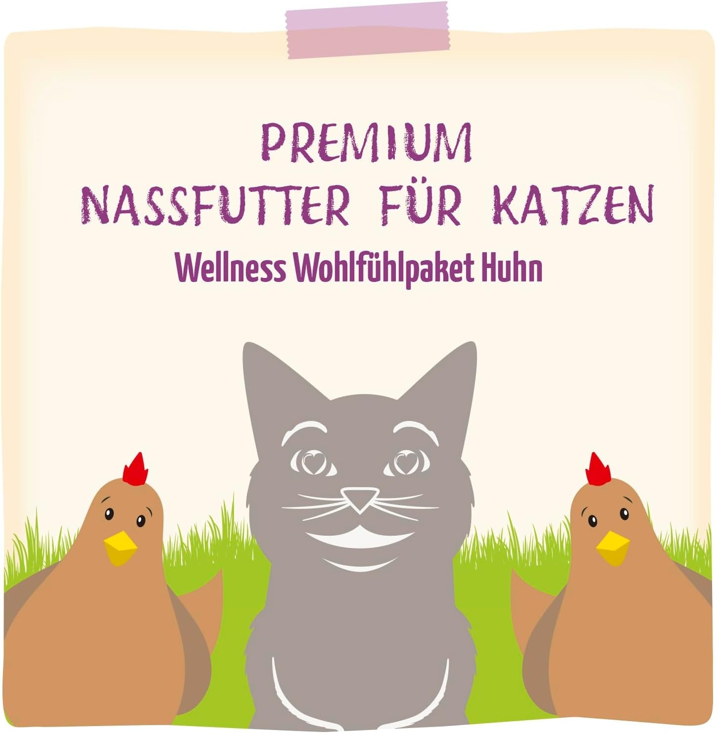 MjAMjAM - Alimento umido premium per gatti - Confezione benessere al pollo Confezione da 12 (12 x 125 g) Senza cereali con carne extra