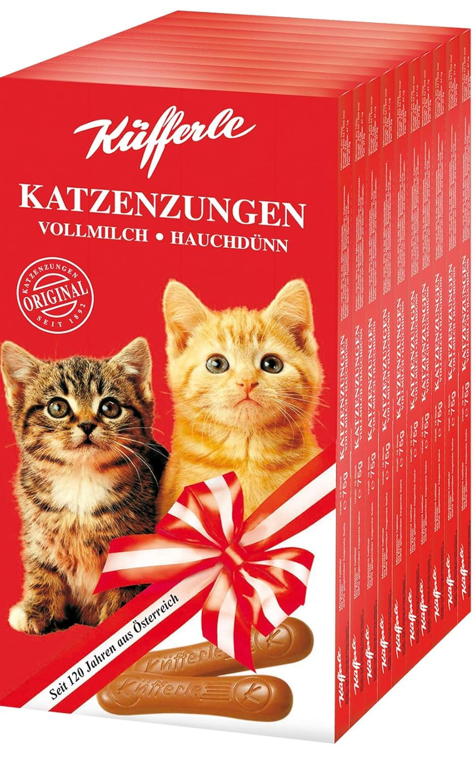 Küfferle lingue di gatto 10x75g confezione multipla, cioccolato al latte, 10 pezzi