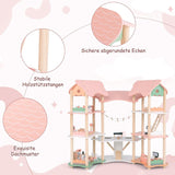 FANTASK Casa delle Bambole in Legno, Casa delle Bambole con 7 Camere e 7 Camere, Altezza 85 cm, con 32 Mobili e Accessori, Casa delle Bambole con Scala di Corda, Casa delle Bambole Regalo per Bambine di 3 Anni (Modello 3) Naty Shop Dollhouses