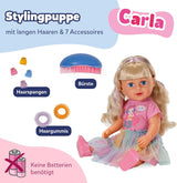 BABY nata Carla - bambola da 43 cm - capelli biondi con ciocche di alta qualità - non sono necessarie batterie - adatta per bambini dai 4 anni in su - include 7 accessori, rosa