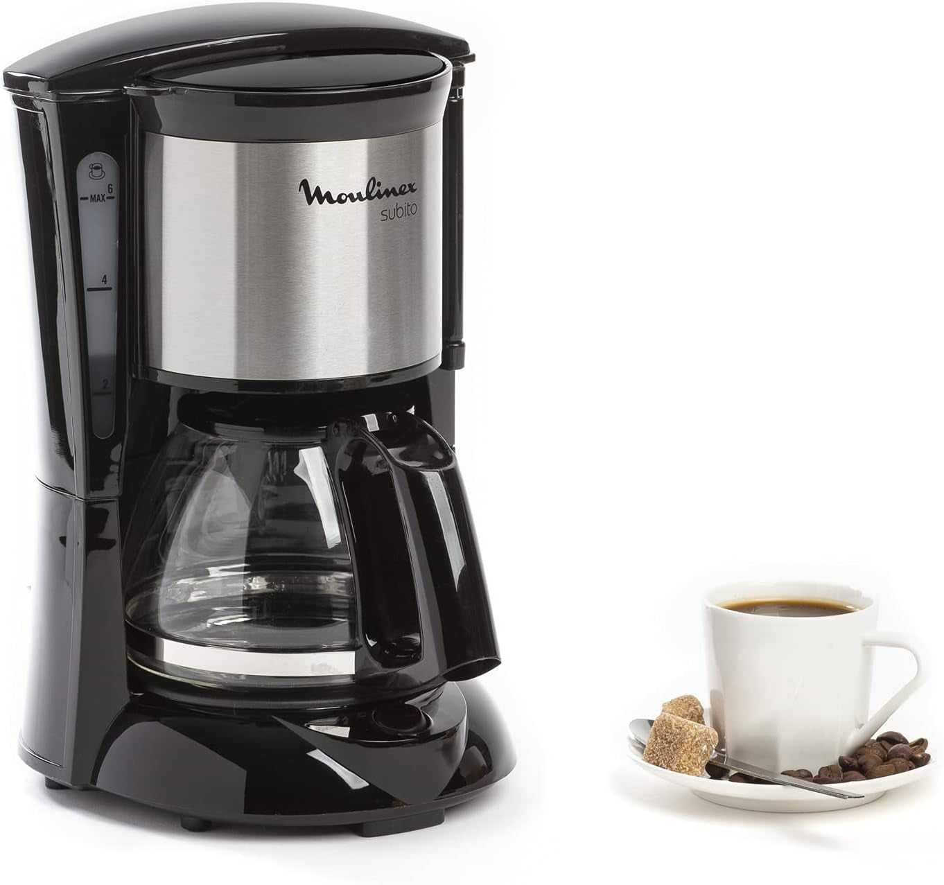 FG150813 Caffettiera Subito, 6 tazze, Nero/Acciaio inox