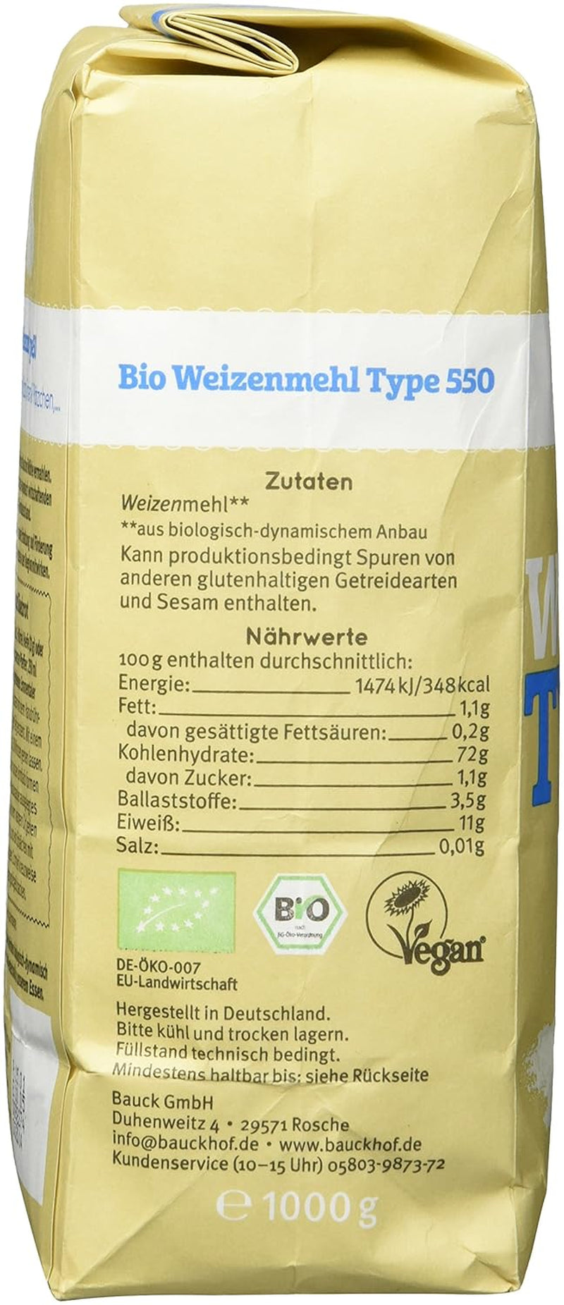 Farina di grano tenero tipo Hof 550 Demeter, 1 kg