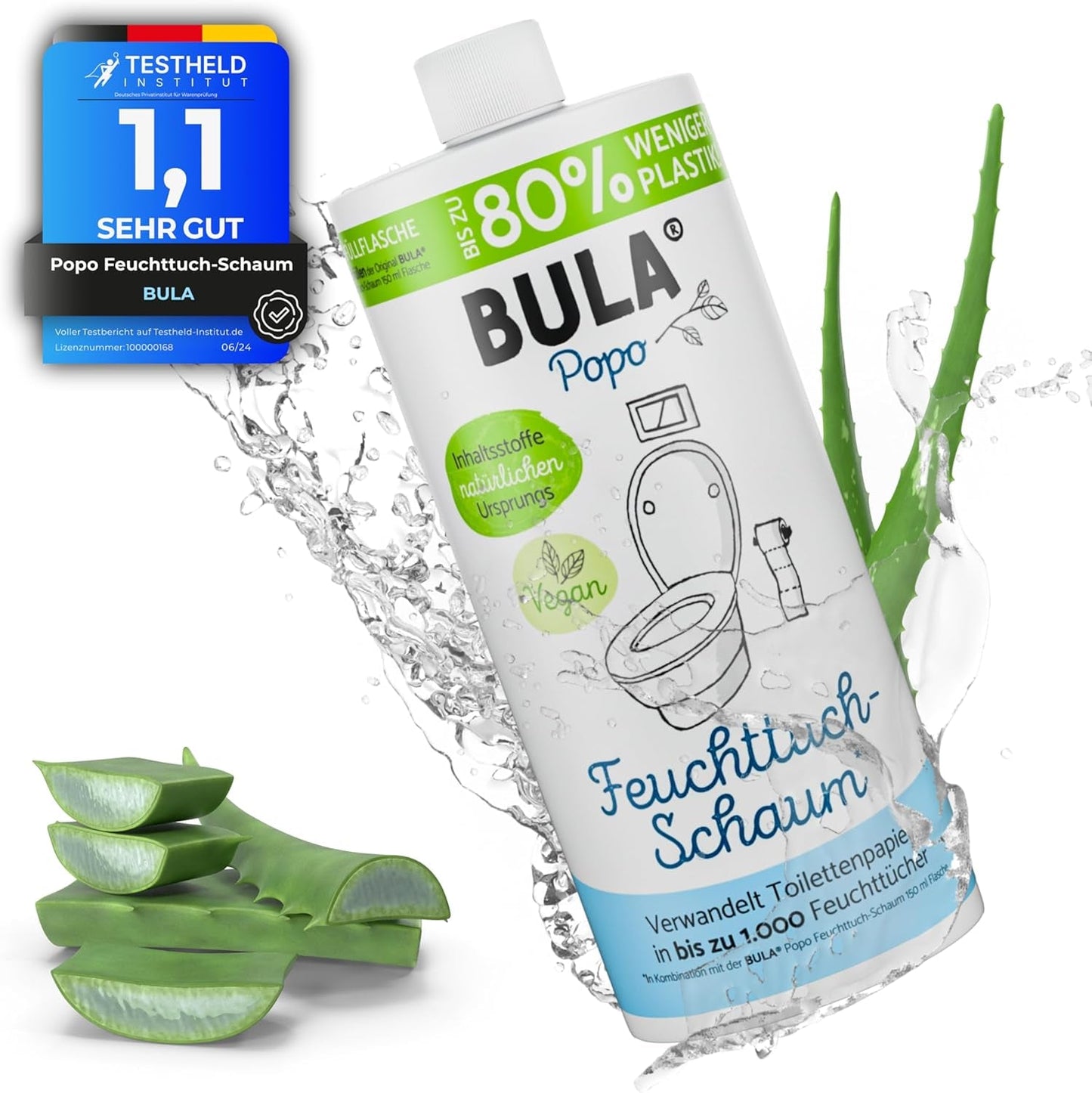 Bottiglia di ricarica BULA® Popo (750 ml) SOLO PER RIEMPIRE le nostre bottiglie da 150 ml e 50 ml! | Sostituisce fino a 1.000 salviette! | Con ingredienti di origine naturale