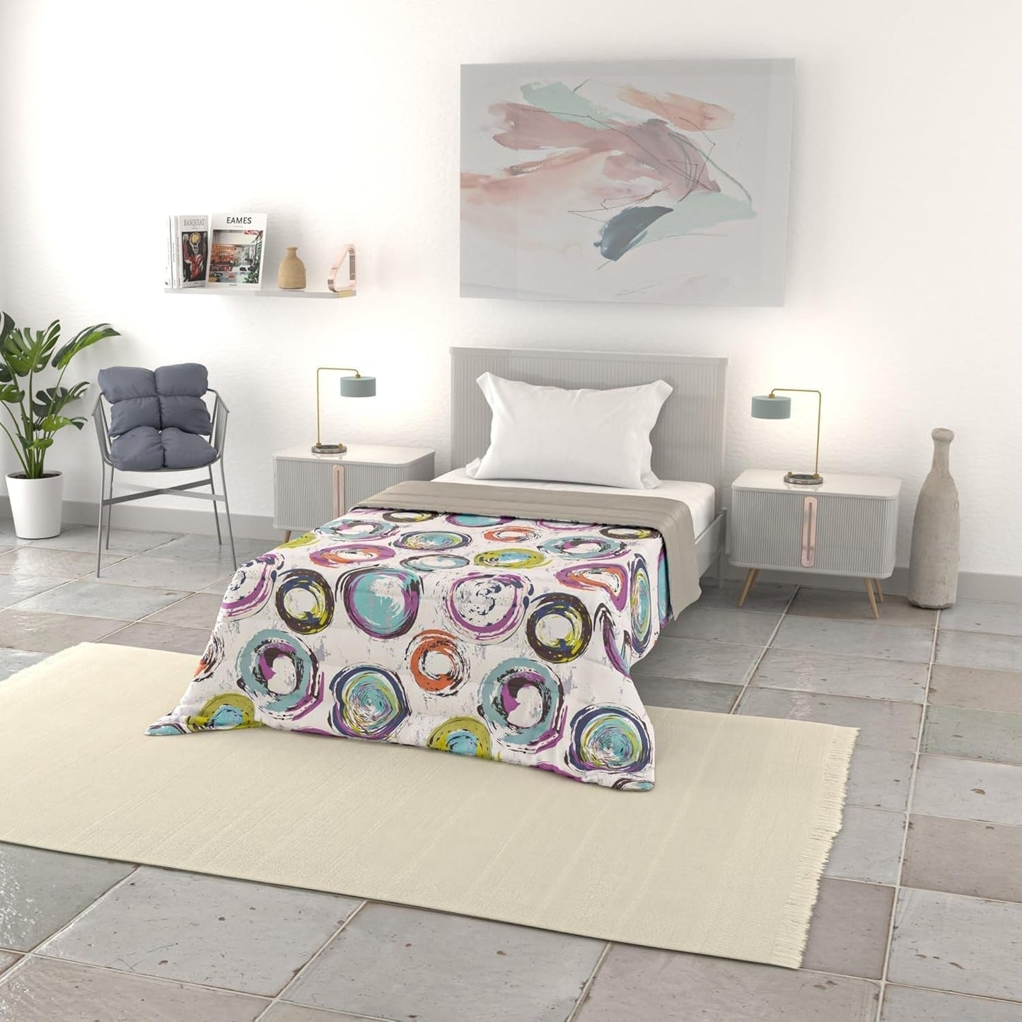 Coperta estiva basic, microfibra, righe jeans, 200X240Cm Trapunte e Trapunte Naty Shop Cerchiastratti 200X240Cm