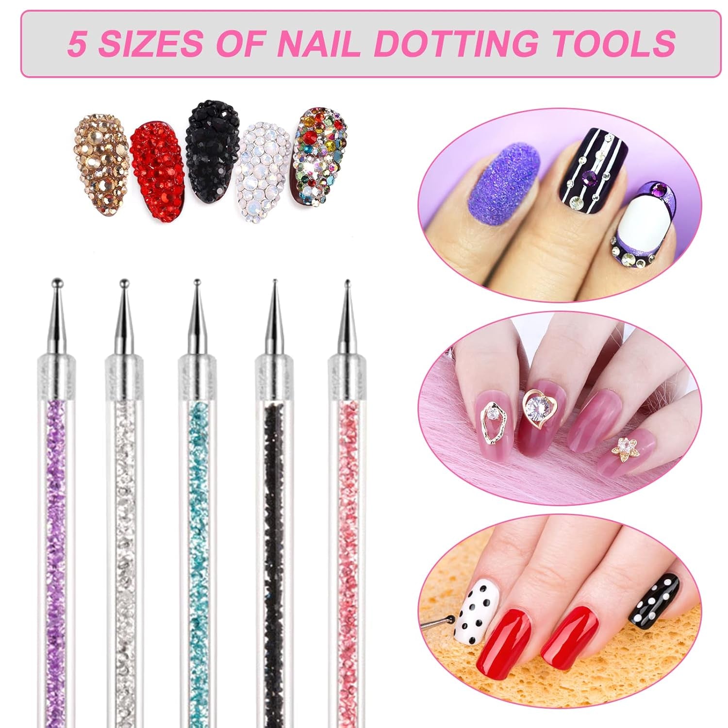 Pinsel per nail art Sularpek, 5 Stück Nageldesign Pinsel, Strumenti per punteggiare Nail Art, Pinsel per nail art, Zum Herstellen Von Nagellack, Punktieren, Feinmalerei, DIY