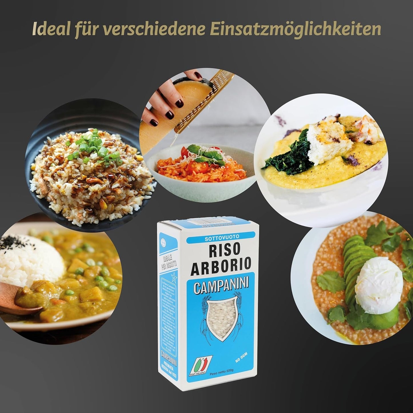 ‎Riso Per Risotti Risera Campanini 500 g – Riso Per Risotti All'Italiana, Riso Arborio Riso, Risotto Cremoso