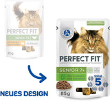 PERFECT FIT™ Buste per porzioni per gatti anziani con tacchino e carote, 12 x 85 g