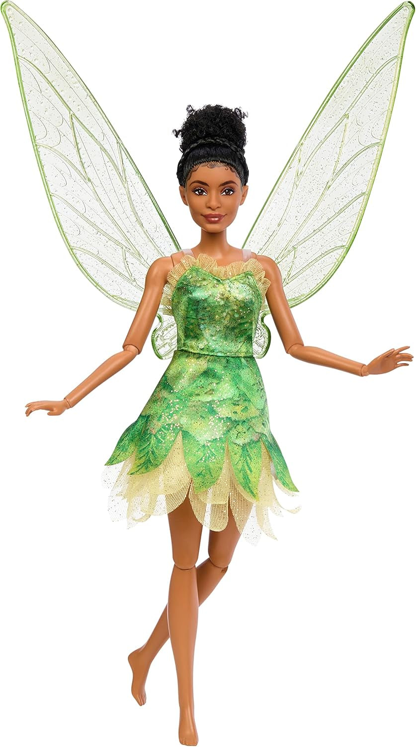 Disney Peter Pan e Wendy Trilli bambola con ali mobili e vestito verde, regalo ispirato al film per i bambini per ricostruire scene o avventure HNY37
