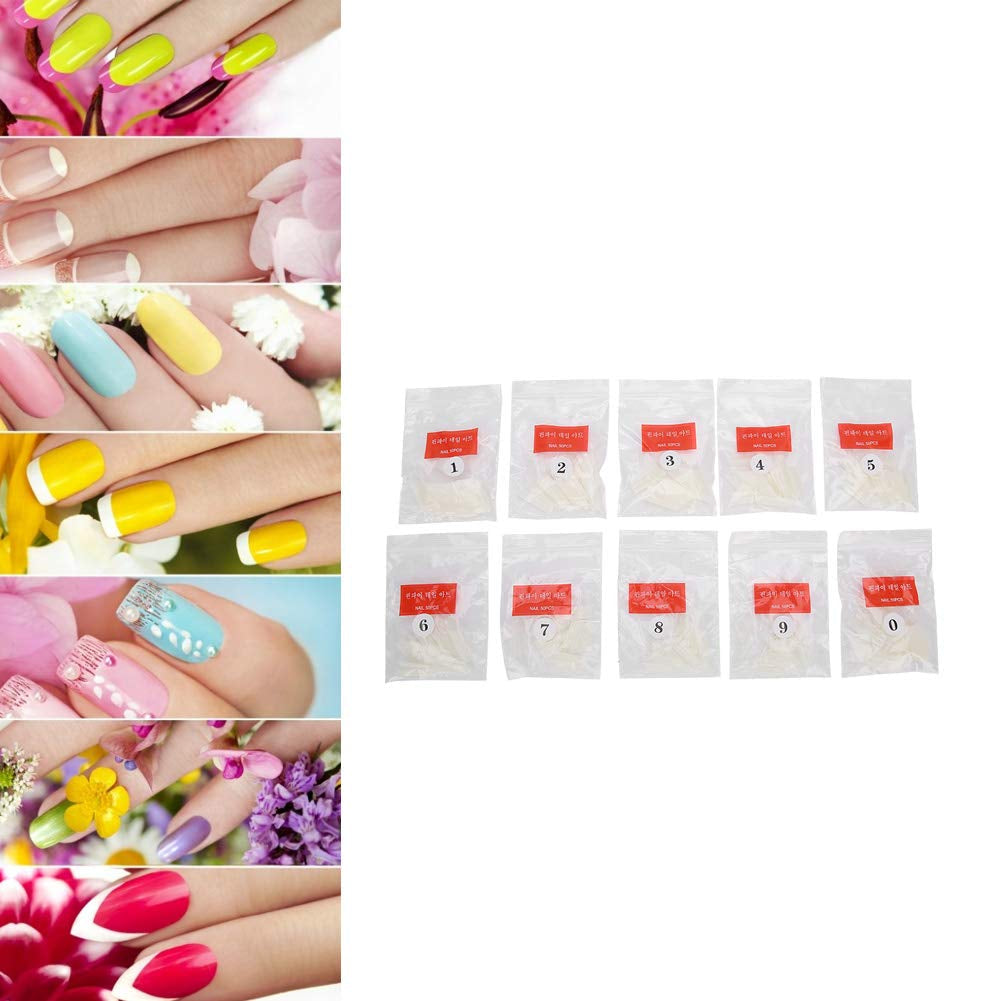 500 punte per unghie finte, punte naturali per unghie artificiali francesi per manicure, L, unghie finte fai da te, gel UV ovale, accessori per unghie per donne e ragazze (colore naturale)