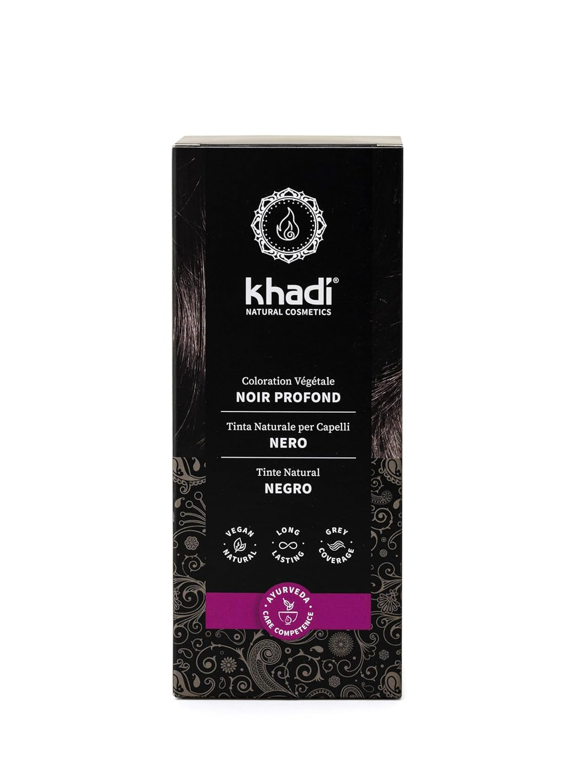 Tintura per capelli NERO alle Erbe khadi - Colora i tuoi capelli di un misterioso nero profondo senza sfumatura blu - 100% a base di erbe, naturale e vegano - 100g Tintura per capelli Naty Shop