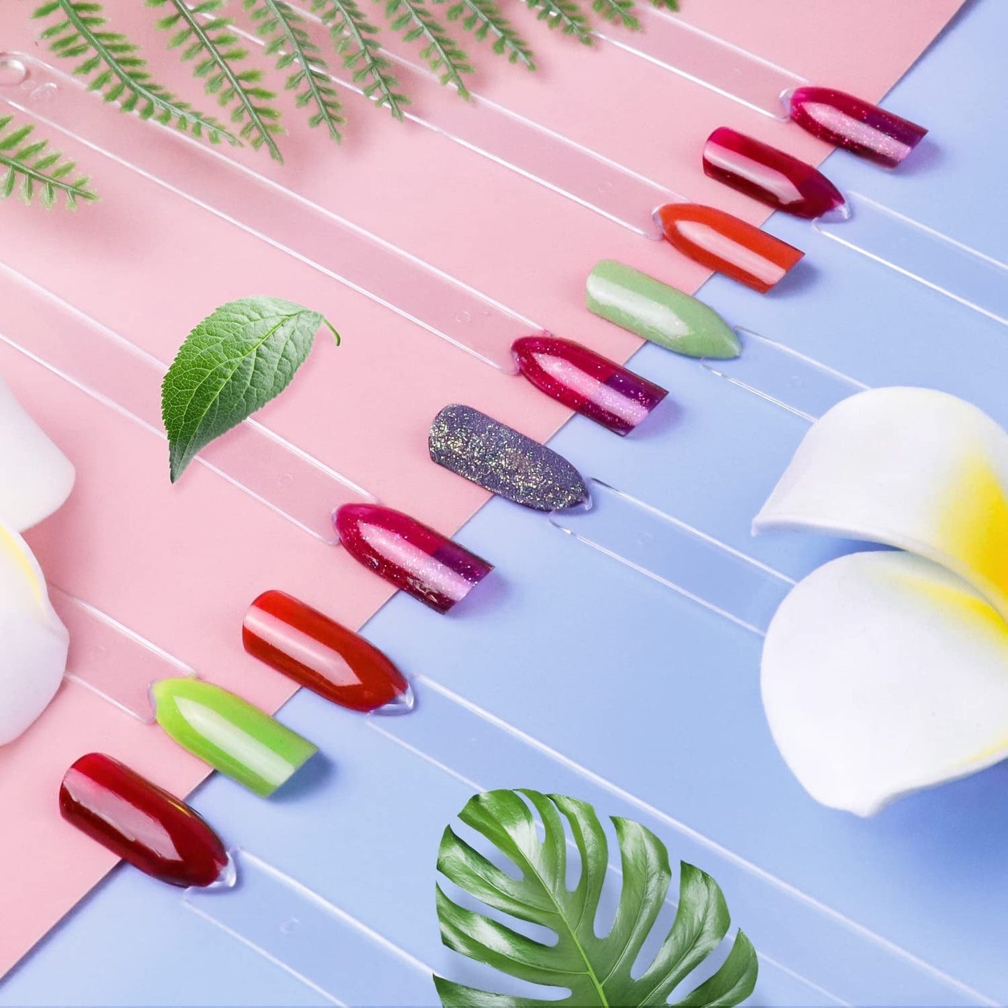 100 Pezzi Nail Art Tips Ring Stick,Nagelspitzen Nagel Display Transparente Nägel Kunstspitzen Sticks,Nagelkunst Praxis Für Nagelstudio und Anfänger Display DIY Nail Art Tips