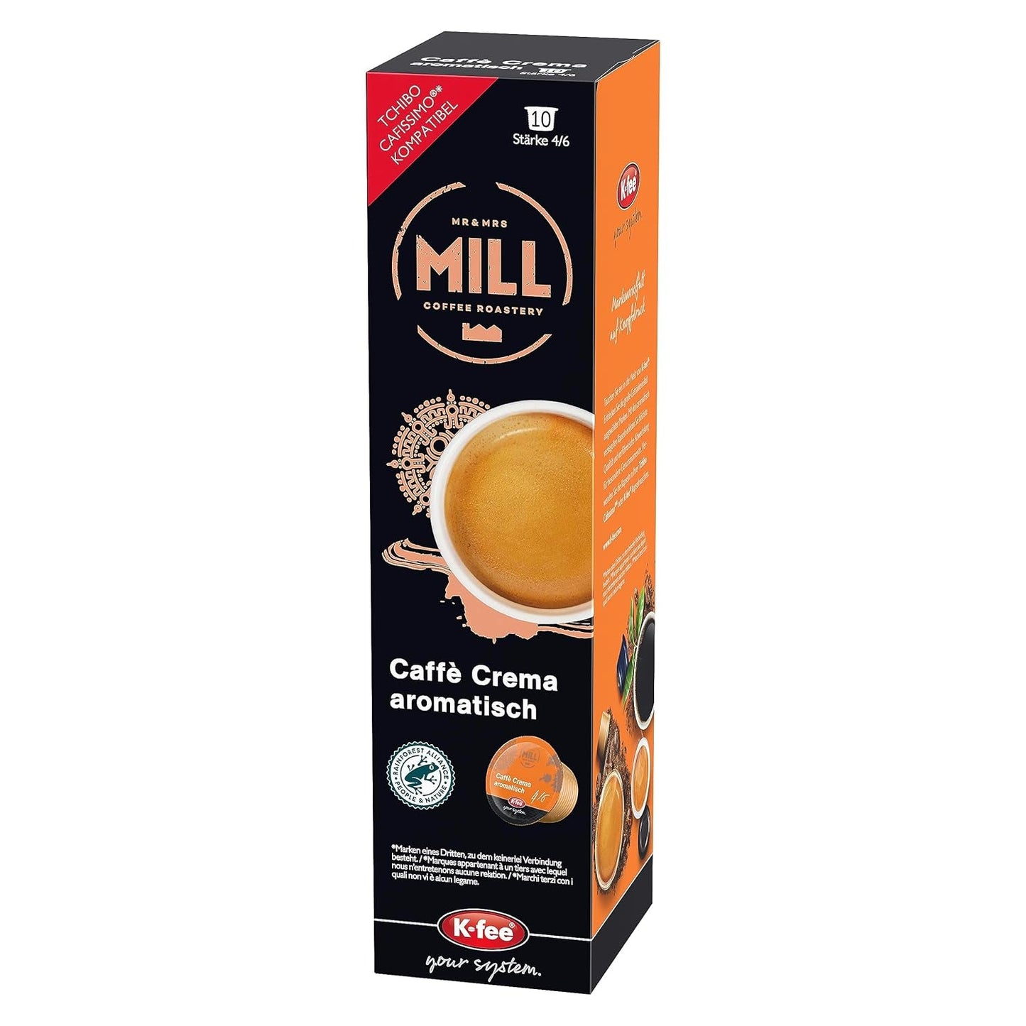 Mr & Mrs Mill Caffè Aromatisch crema, compatibile con K-fee & Tchibo Cafissimo*, Stärke 4/6, 120 capsule di caffè