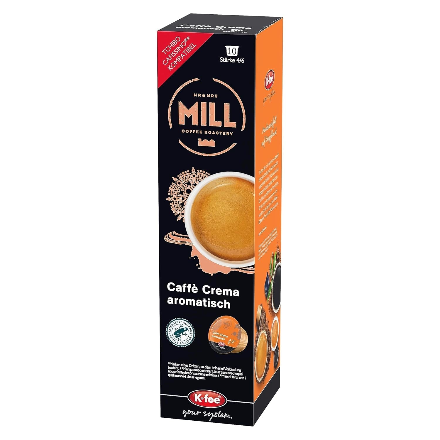 Mr & Mrs Mill Caffè Aromatisch crema, compatibile con K-fee & Tchibo Cafissimo*, Stärke 4/6, 120 capsule di caffè