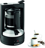 Macchina per caffè espresso con filtro Krups T8, 850 Watt, spegnimento automatico, 8-12 tazze, capacità 1 litro, filtro permanente, interruttore on/off illuminato, facile da usare, nero, KM4689