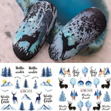 Adesivi per unghie natalizi 3D Trasferimento acqua autoadesivo Albero di Natale Fiocco di neve Alce Pinguino Nail art natalizia Disegni per unghie invernali Adesivi natalizi Accessori per unghie