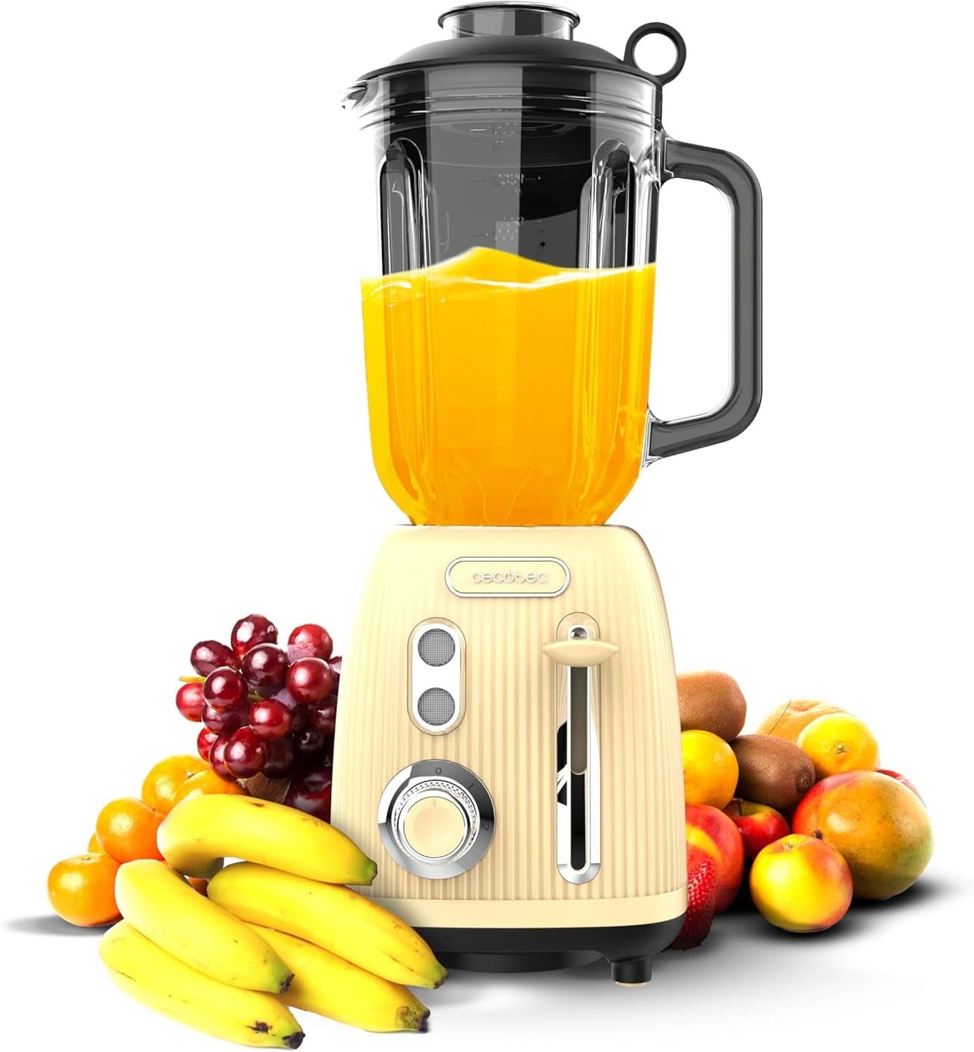 Robot da cucina Cecotec Retro Power Nero Titanio Retroverde. 1200 W Maximale Leistung, 2 Geschwindigkeiten, 4-Klingen-Messer Mit Schwarzer Titanbeschichtung und 1.5L Krug, Vintage-Design in Grün Bucatarie Naty Shop Yellow