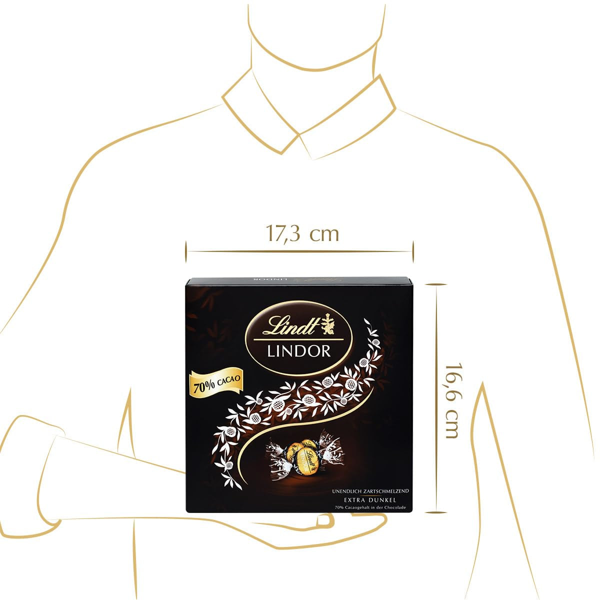 Confezione regalo LINDOR Extra Black 70% Cacao, Cioccolato regalo, ca. 15 tartufi LINDOR, 186 g (confezione da 2)
