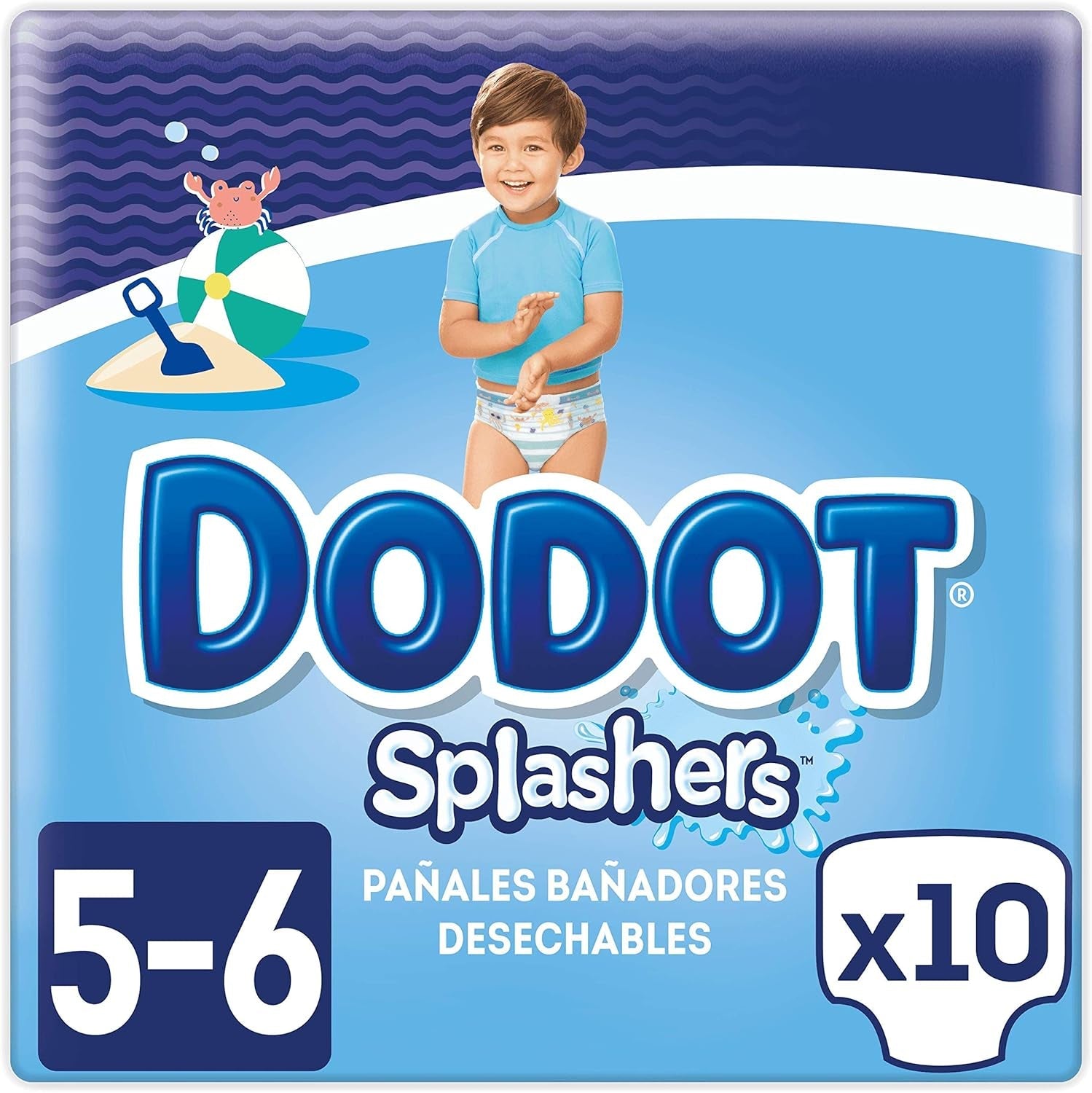 Pannolini da bagno Splashers, confezione da 10, da 14 kg, gonfiabili e facili da rimuovere, taglia 5