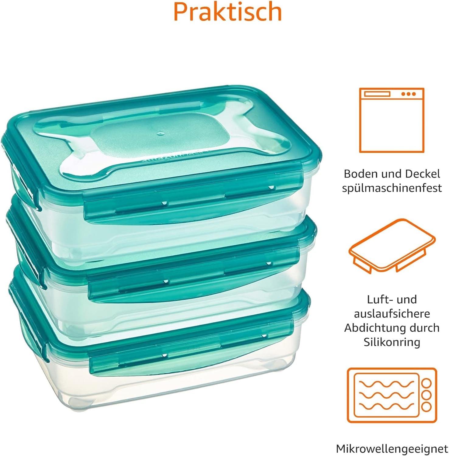 Set di contenitori per congelatore Amazon Basics, con coperchi, a prova di perdite, impilabili, frigo/congelatore, senza BPA, plastica, adatti al microonde e alla lavastoviglie, 3 x 1,2 L, contenitori trasparenti per alimenti Naty Shop