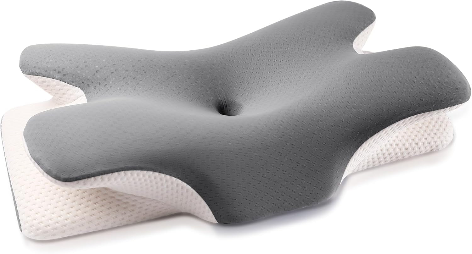 MULISOFT Cuscino Memory Foam, Comodo Cuscino per la Testa, Cuscino di Supporto per il Collo, Cuscino ergonomico per chi dorme sul fianco (Grigio) Cuscini Ortopedici Cervicali Naty Shop Grigio