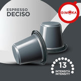 Gimoka Kaffeekapseln Espresso Deciso, Intensität 13/13-100 Kapsel - Compatibile con Nespresso* Haushalts-Espressomaschinen - 100 Stück (10 x 10 Getränke) - Hergestellt in Italien