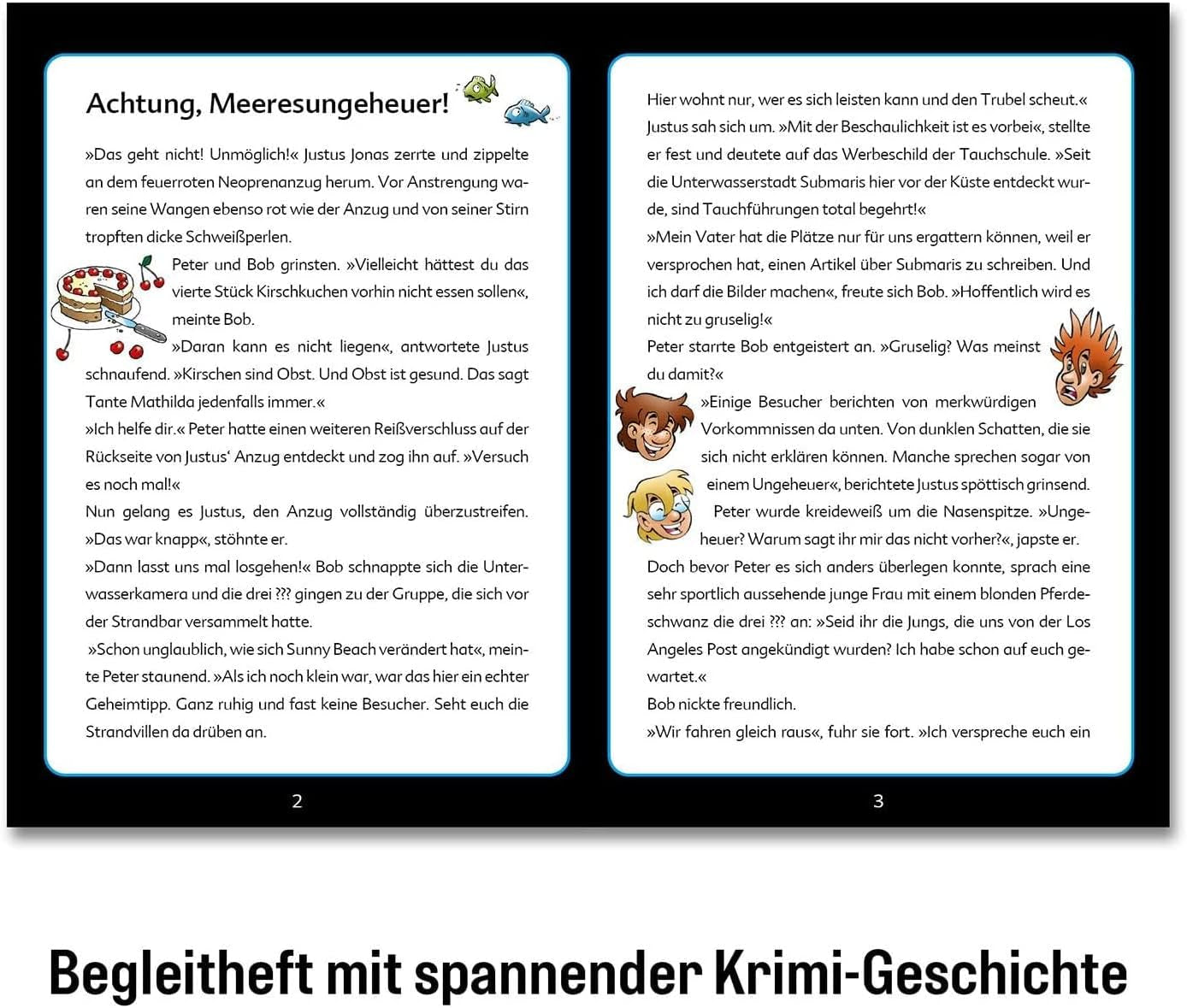 Die Drei??? Bambini - Puzzle del crimine - Attenzione, mostro marino Da KOSMOS 680664, 150 pezzi, Si illumina al buio, Lettura, enigmi, soluzione di enigmi, puzzle da detective per bambini dai 7 anni in su Puzzle Naty Shop