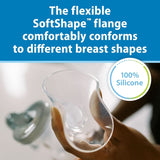 Tiralatte manuale con protezione Softshape 100% silicone (B, flangia 25mm) e opzioni anti-coliche + Biberon a bocca larga da 150 ml con tettarella a flusso lento livello 1 Accessori Alimentazione e Allattamento Bebe Naty Shop